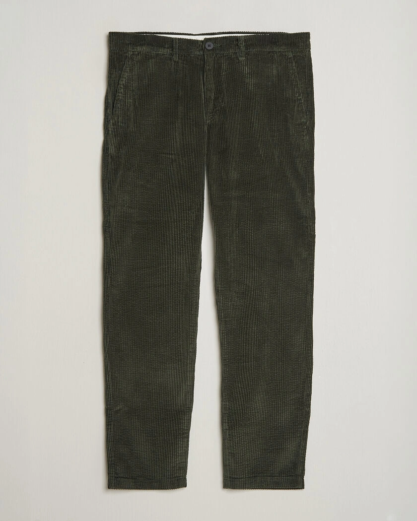 KnowledgeCotton Apparel Chuck Regular Cord Trousers Forest Night – Grön