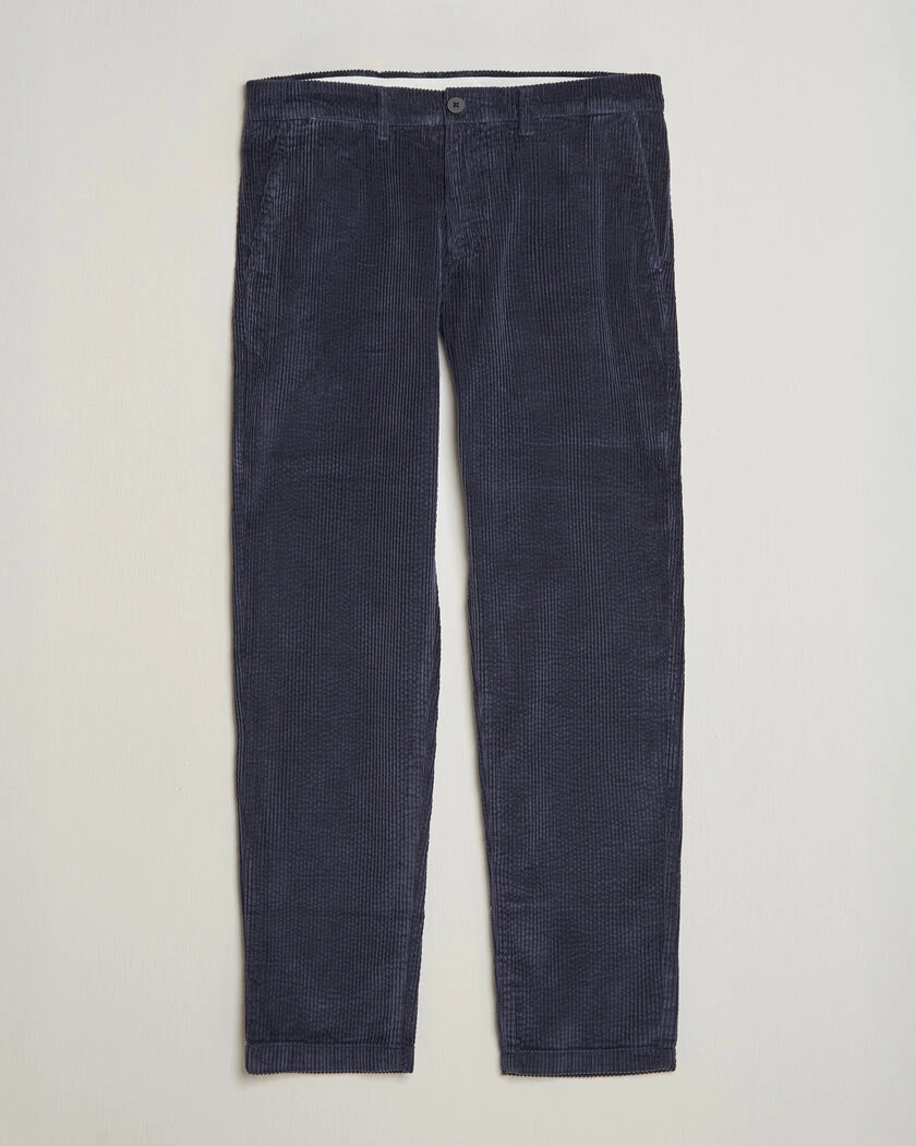 KnowledgeCotton Apparel Chuck Regular Cord Trousers Night Sky – Blå
