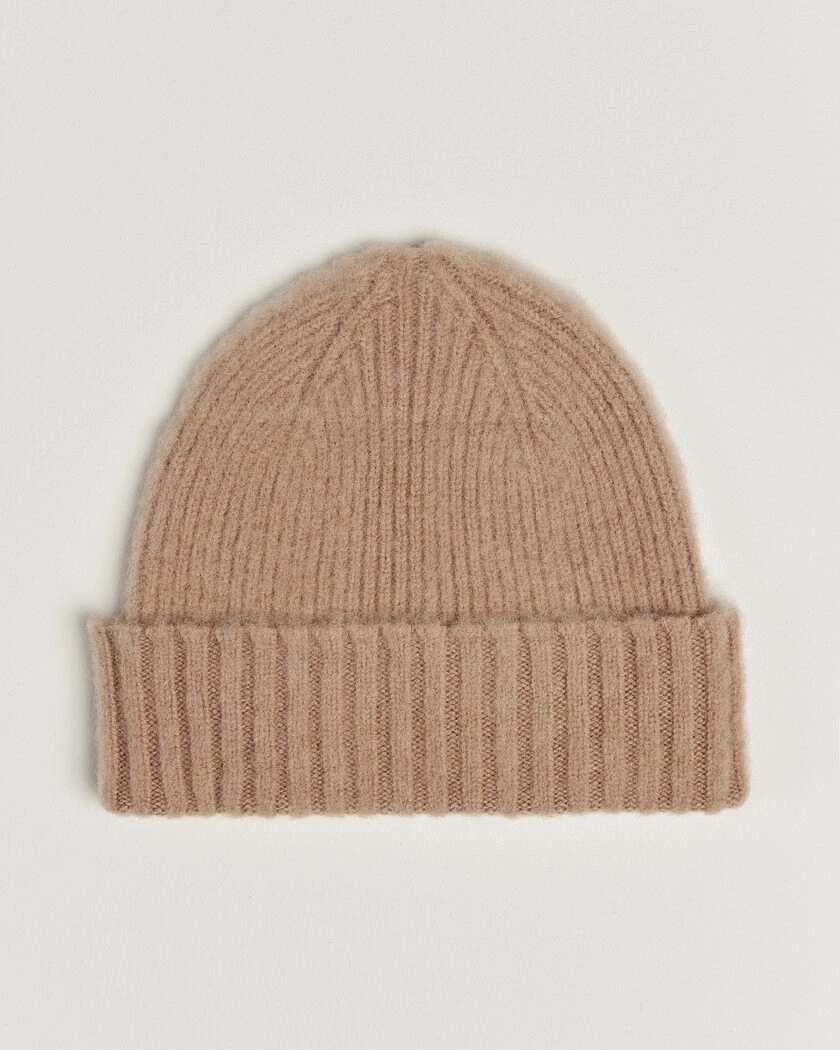 Robert Mackie Rona Ribbed Shaggy Lambswool Beanie Camel – Brun