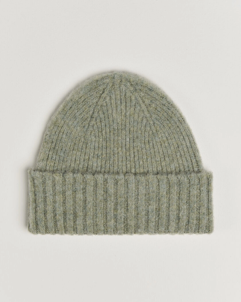 Robert Mackie Rona Ribbed Shaggy Lambswool Beanie Light Green – Grön