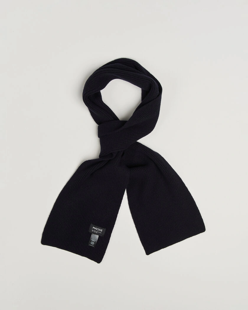 Robert Mackie Clyde Lambswool Scarf Navy – Blå