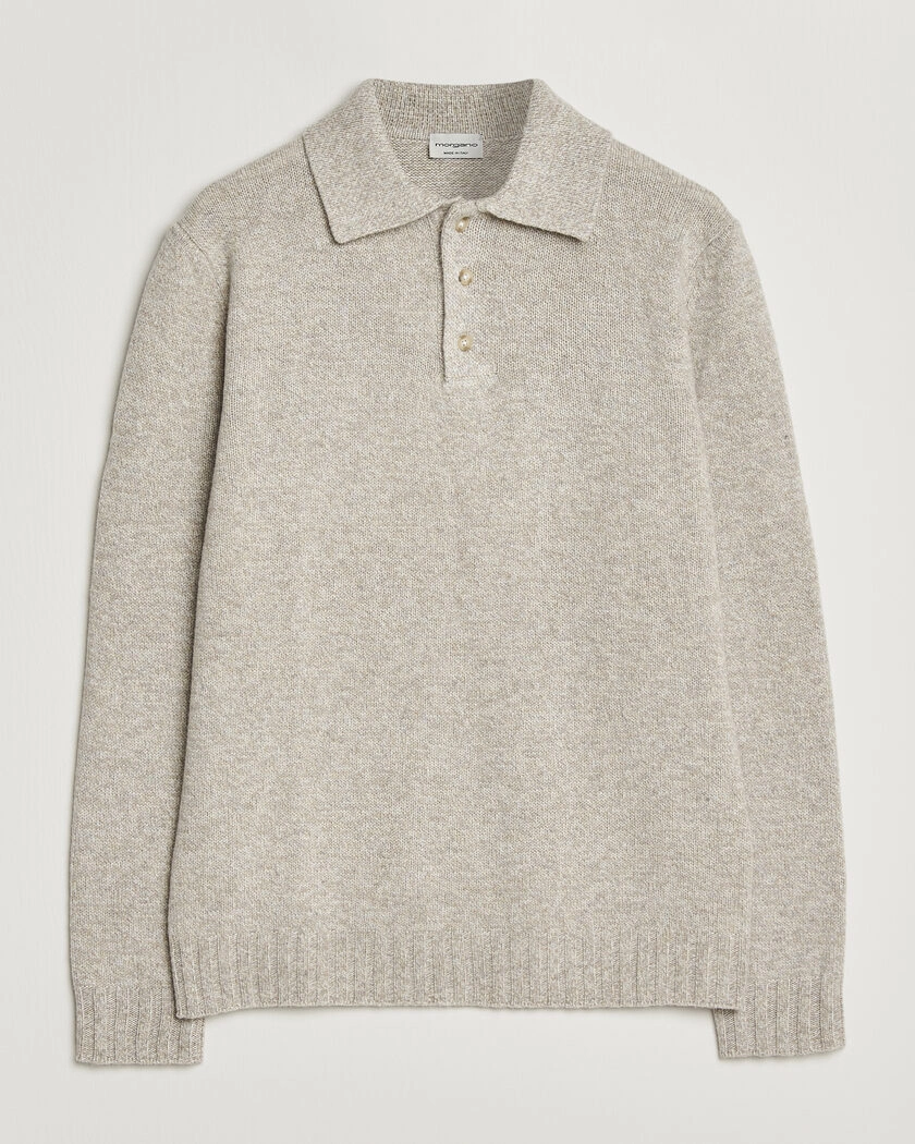 Morgano Wool/Cashmere Knitted Polo Beige – Beige
