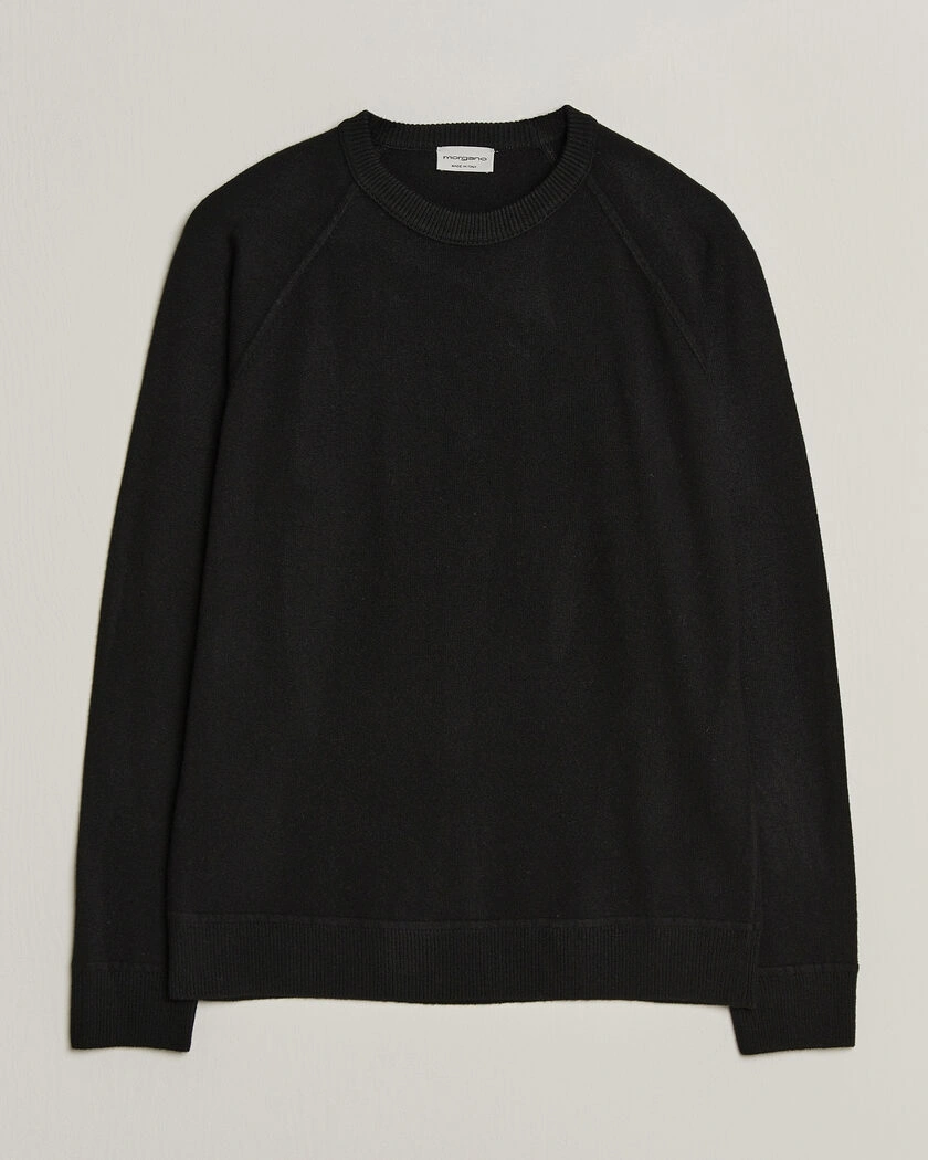 Morgano Wool/Cashmere Raglan Crew Black – Svart