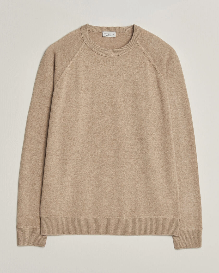 Morgano Wool/Cashmere Raglan Crew Beige – Beige