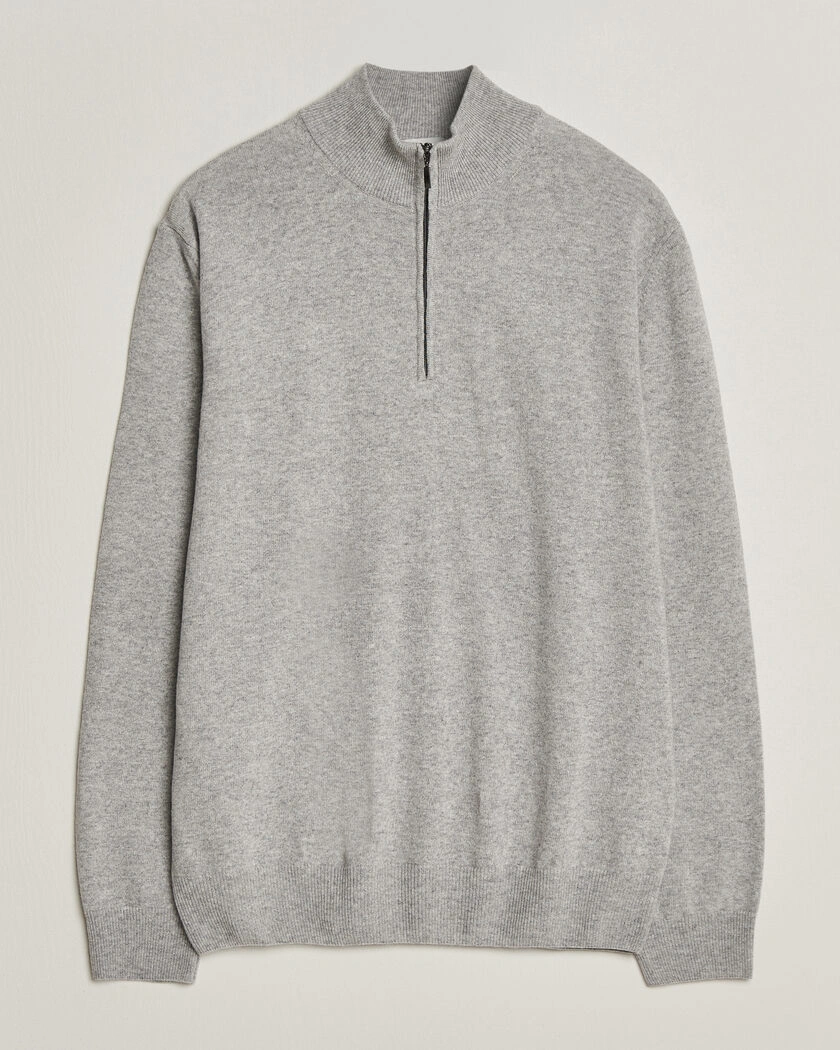 Morgano Wool/Cashmere Half-Zip Mid Grey – Grå