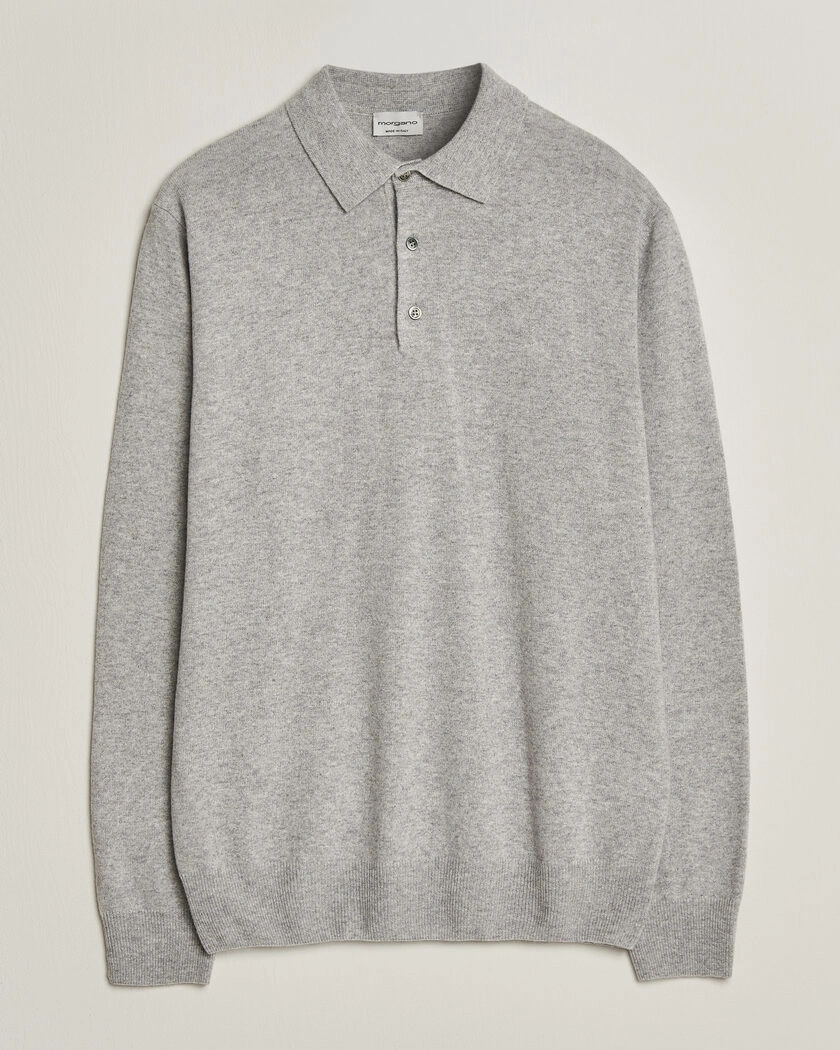 Morgano Wool/Cashmere Polo Mid Grey – Grå