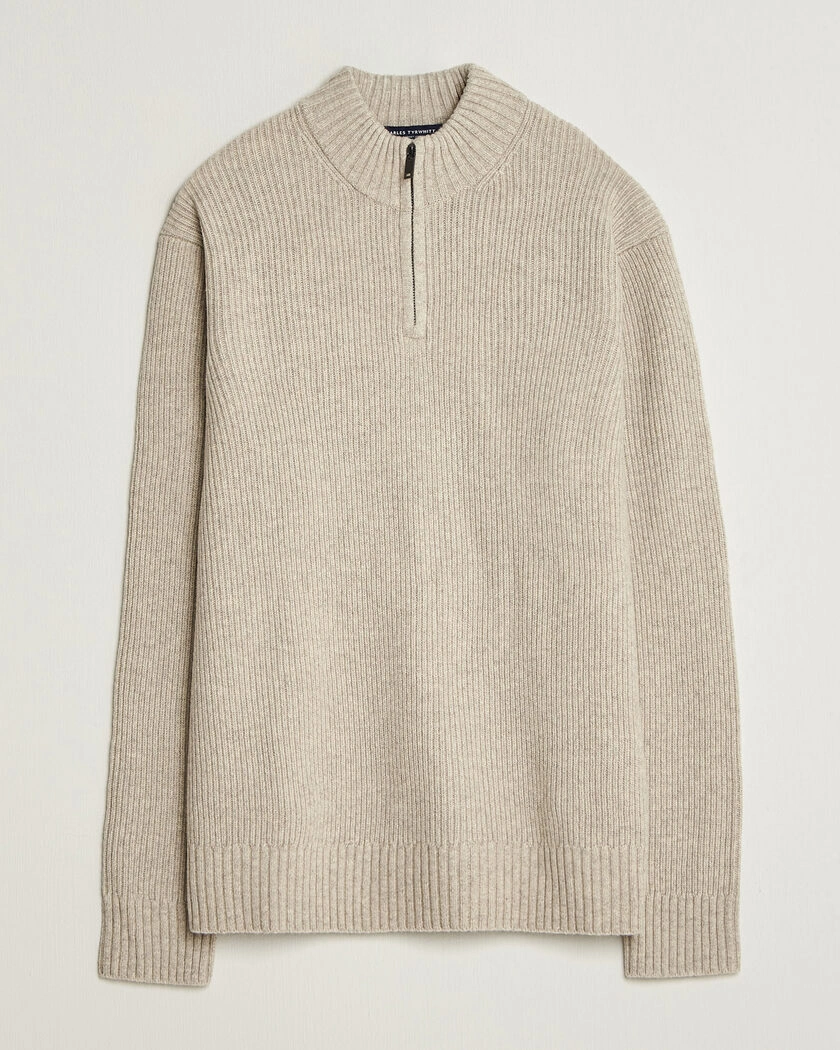  Charles Tyrwhitt Chunky Merino Zip Neck Oat – Beige