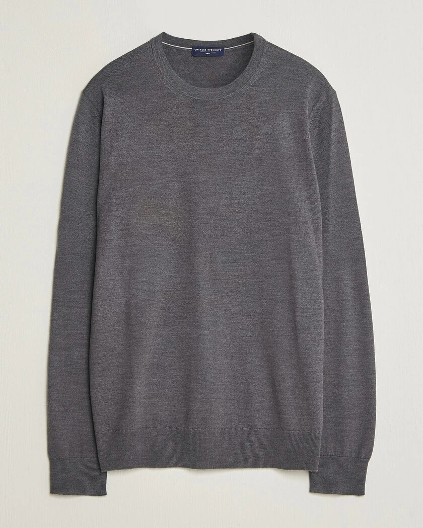 Charles Tyrwhitt Pure Merino Crew Neck Jumper Grey – Grå