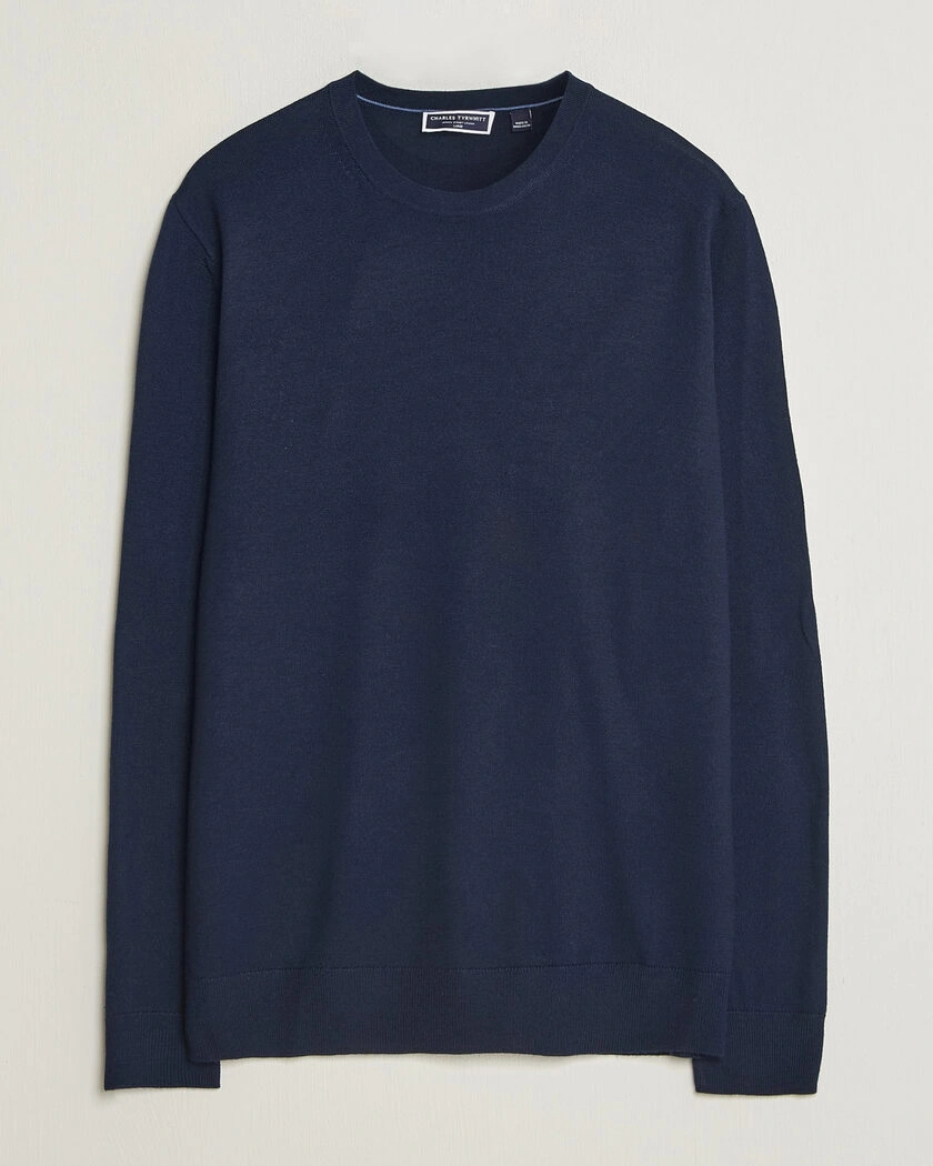 Charles Tyrwhitt Pure Merino Crew Neck Jumper Navy – Blå