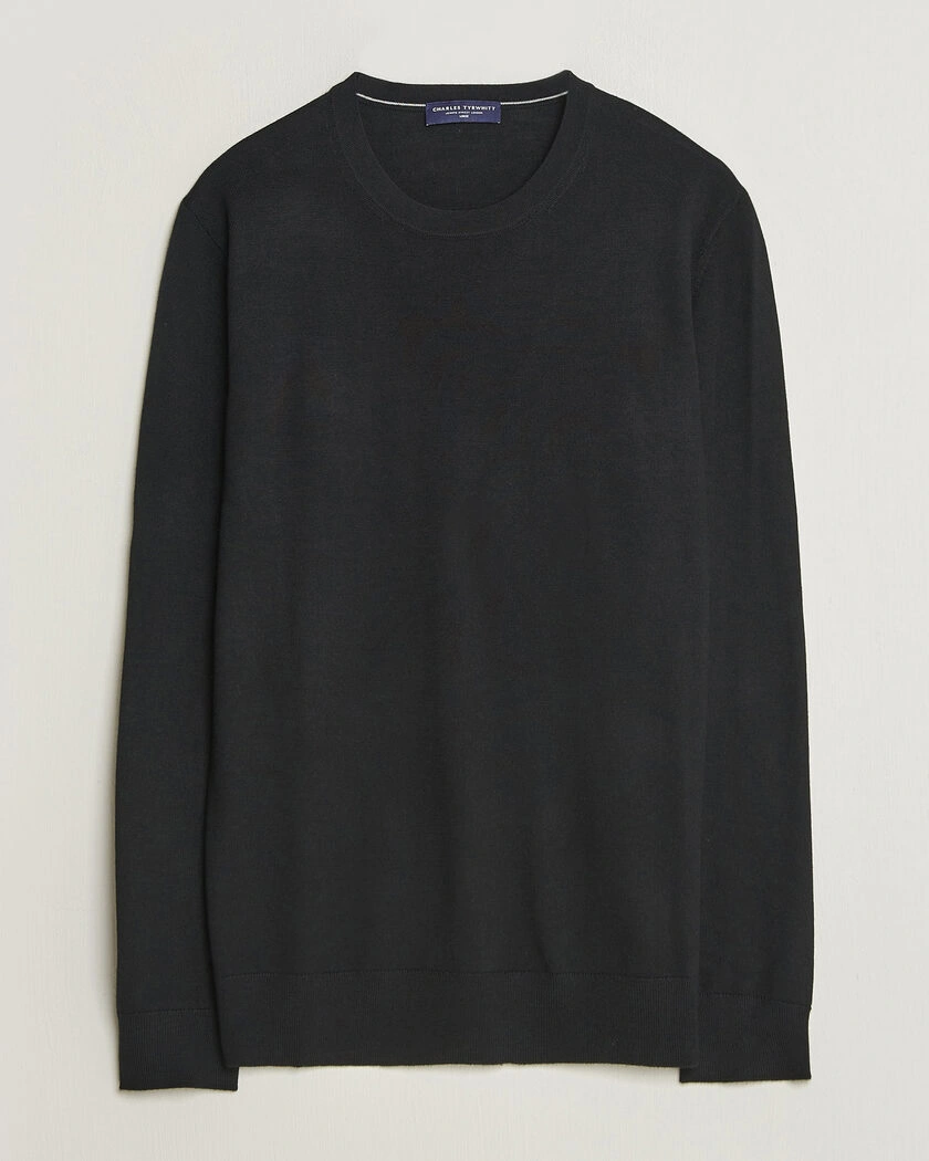 Charles Tyrwhitt Pure Merino Crew Neck Jumper Black – Svart