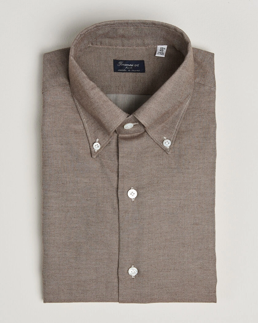 Finamore Napoli Milano Slim Cashmere BD Shirt Brown – Brun