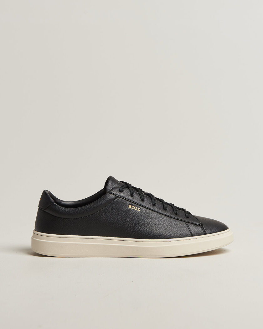 BOSS BLACK Kieran Grained Leather Sneaker Black – Svart