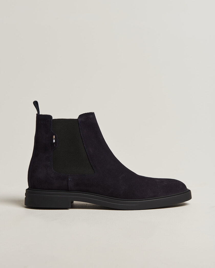 BOSS BLACK Calev Suede Chelsea Boot Dark Blue – Blå