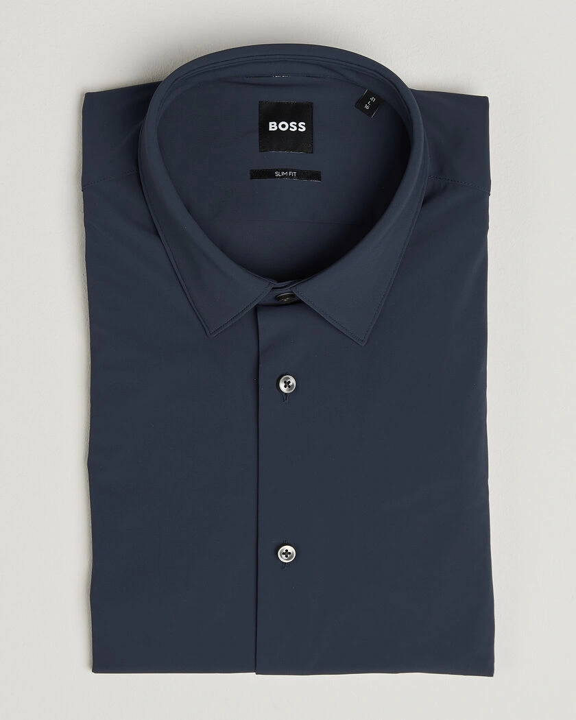 BOSS BLACK Hank 4-Way Stretch Shirt Dark Blue – Blå