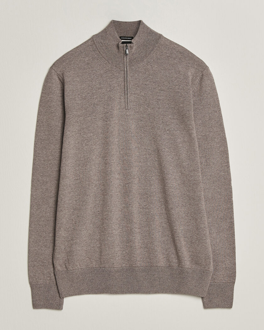 BOSS BLACK Ebenji Merino Knitted Half Zip Open Brown – Brun