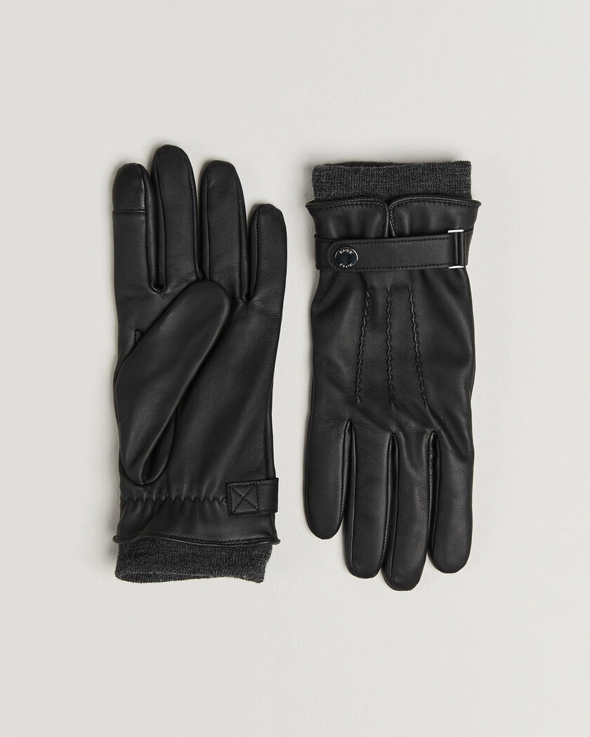 BOSS BLACK Hyden Leather Glove Black – Svart
