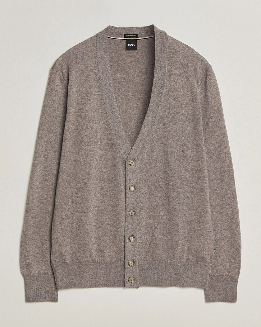 BOSS BLACK Mardon Wool Cardigan Open Brown – Brun