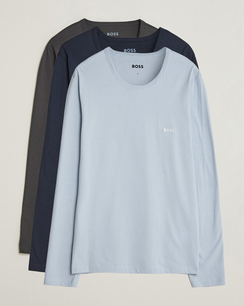 BOSS BLACK 3-Pack Long Sleeve T-Shirt Blue/Navy/Grey – Flerfärgad