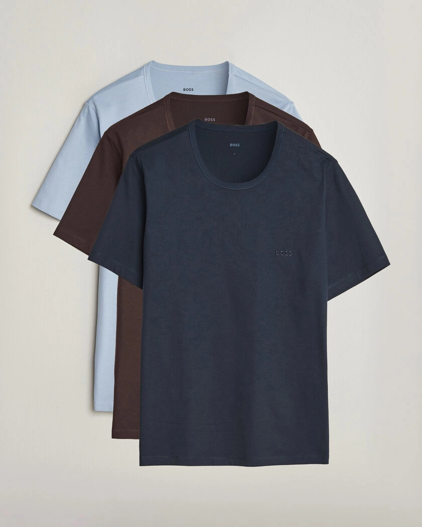 BOSS BLACK 3-Pack Crew Neck T-Shirt Brown/Blue/Navy – Flerfärgad