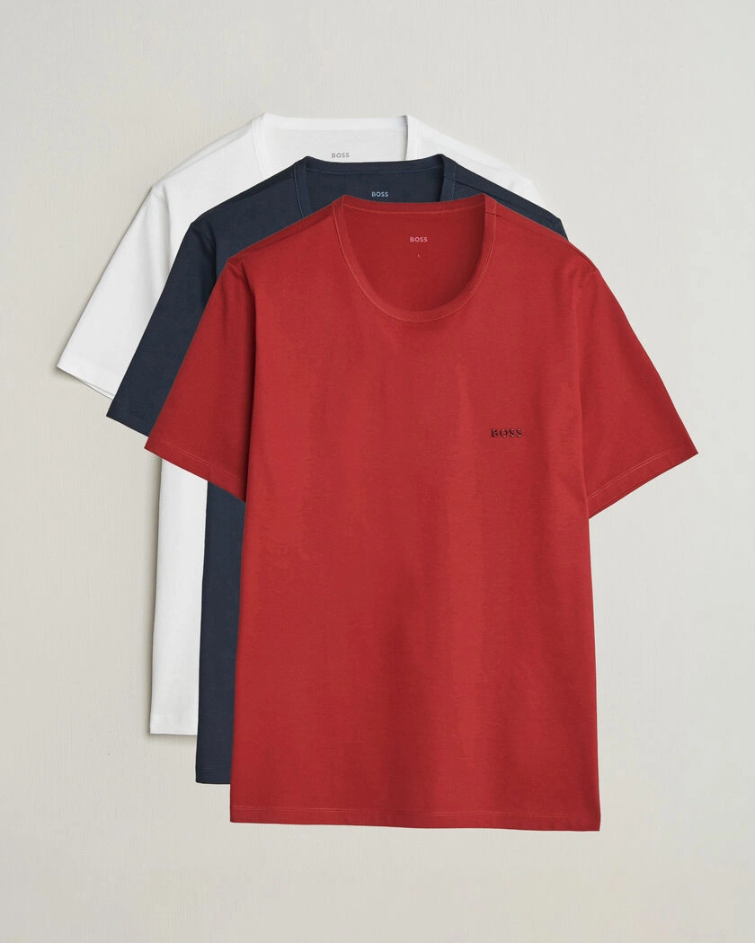 BOSS BLACK 3-Pack Crew Neck T-Shirt White/Red/Navy – Flerfärgad