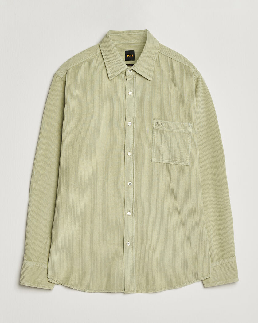 BOSS ORANGE Relegant Corduroy Shirt Open Green – Grön