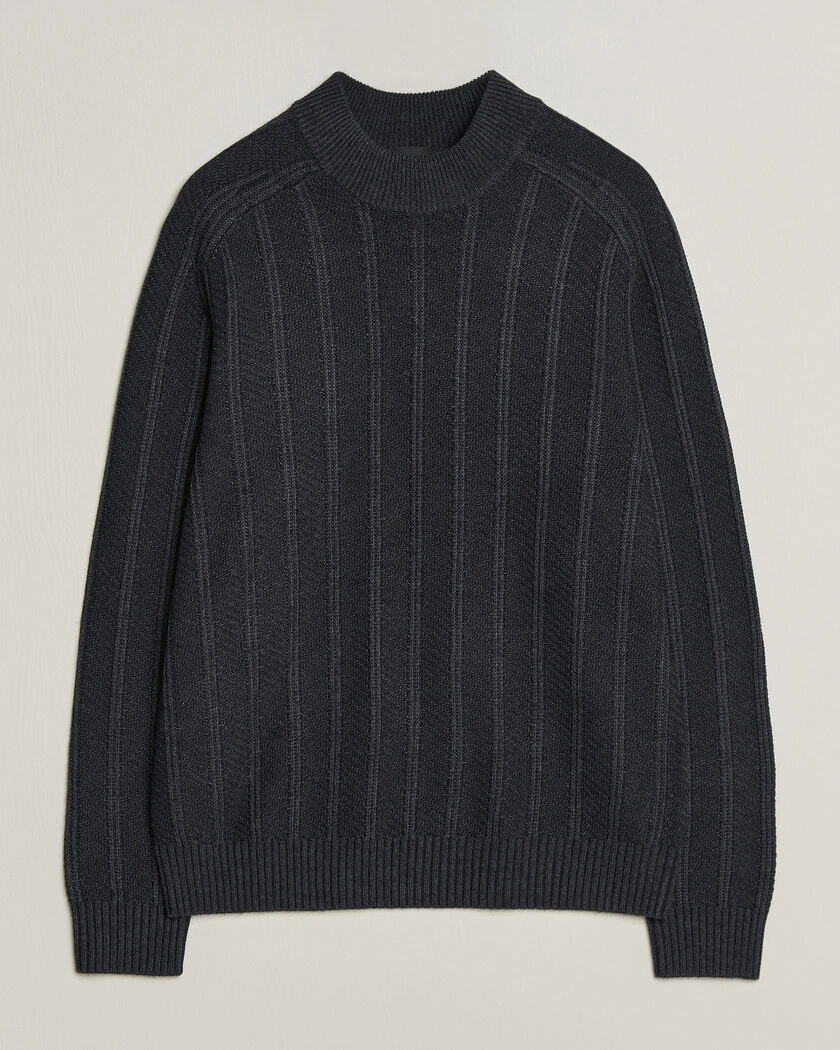 BOSS ORANGE Katoolo Wool/Cotton Knitted Turtleneck Dark Blue – Blå