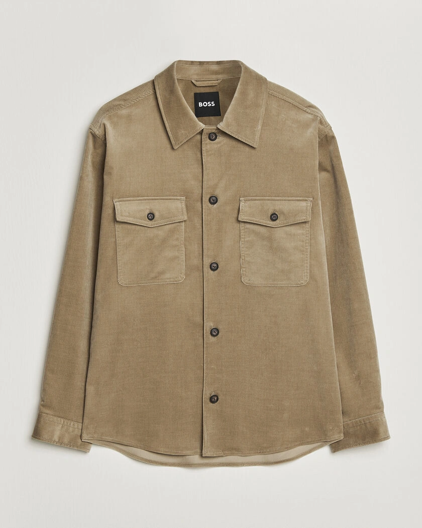 BOSS BLACK Carper Corduroy Overshirt Open Brown – Brun