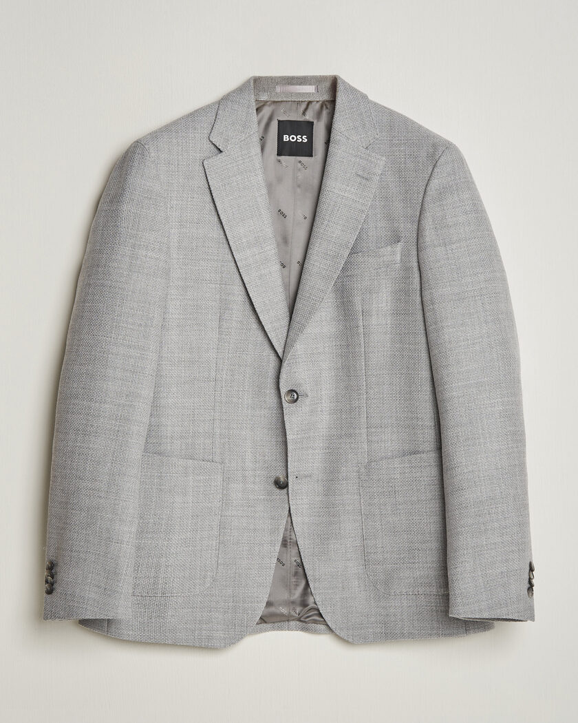 BOSS BLACK Hutson Wool Patch Pocket Blazer Light Grey – Grå
