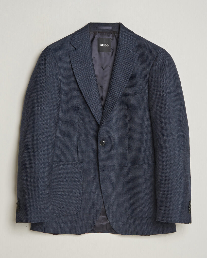 BOSS BLACK Hutson Wool Patch Pocket Blazer Dark Blue – Blå