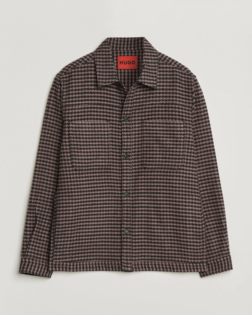 HUGO Eniri Houndstooth Overshirt Copper Brown – Brun