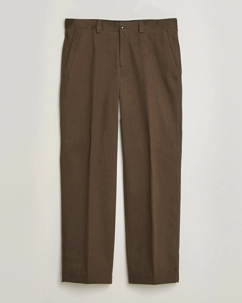  BOSS CAMEL Pave Brushed Cotton Pleated Trousers Open Green – Grön