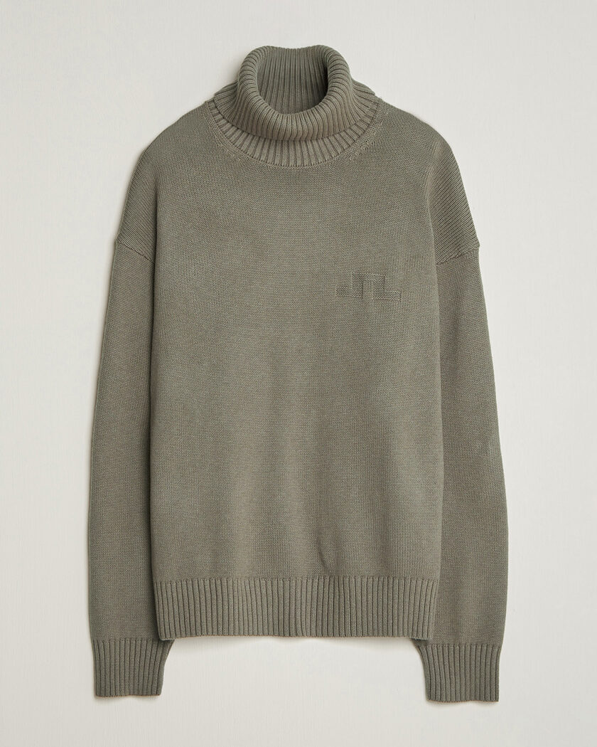 J.Lindeberg Eddy Wool/Cotton Knitted Turtleneck Brindle – Grön