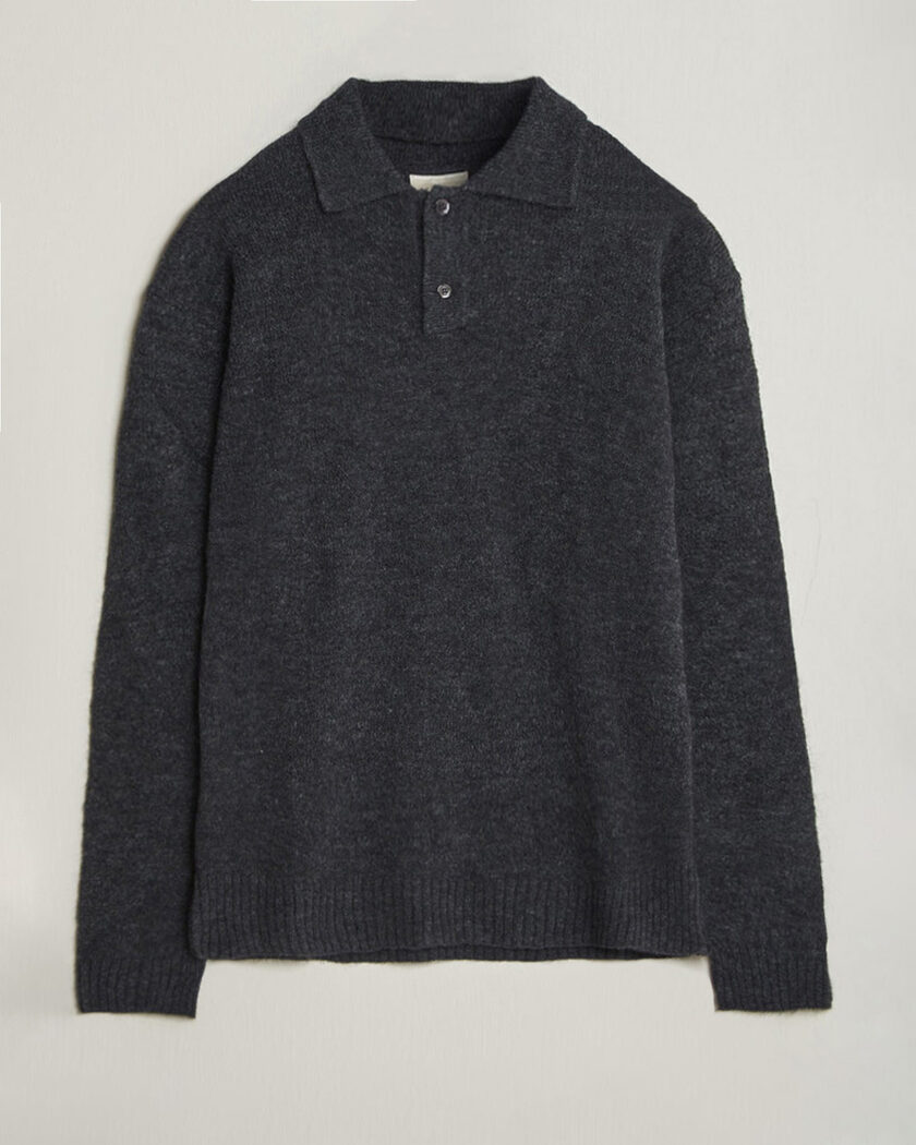 Forét Alpine Polo Knit Dark Grey Melange – Grå