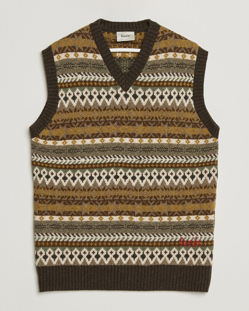 Forét Fairisle Lambswool Vest Thyme – Brun