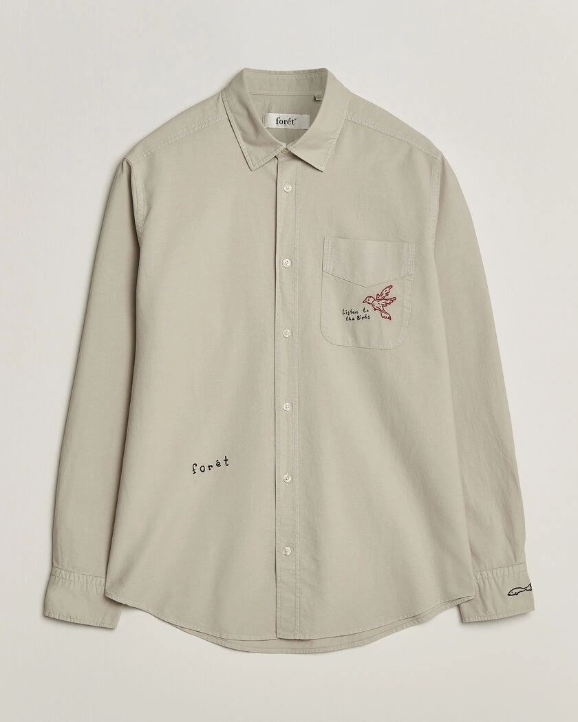 Forét Maple Embroidery Oxford Shirt Oat – Beige