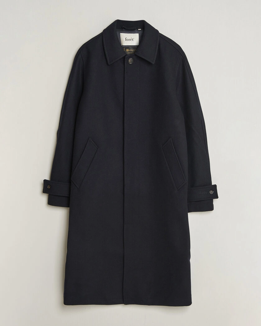 Forét Pine Wool Coat Navy – Blå