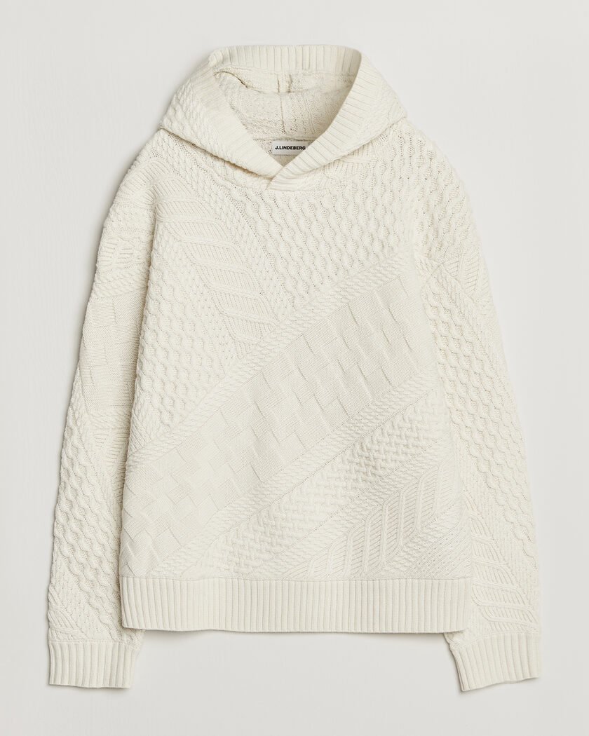 J.Lindeberg Savio Cable Knitted Hoodie Tofu – Vit