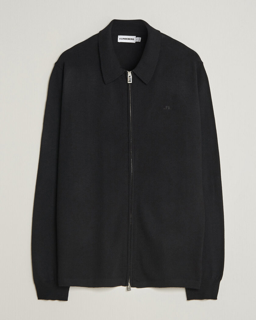 J.Lindeberg Kaleb Merino Full Zip Black – Svart