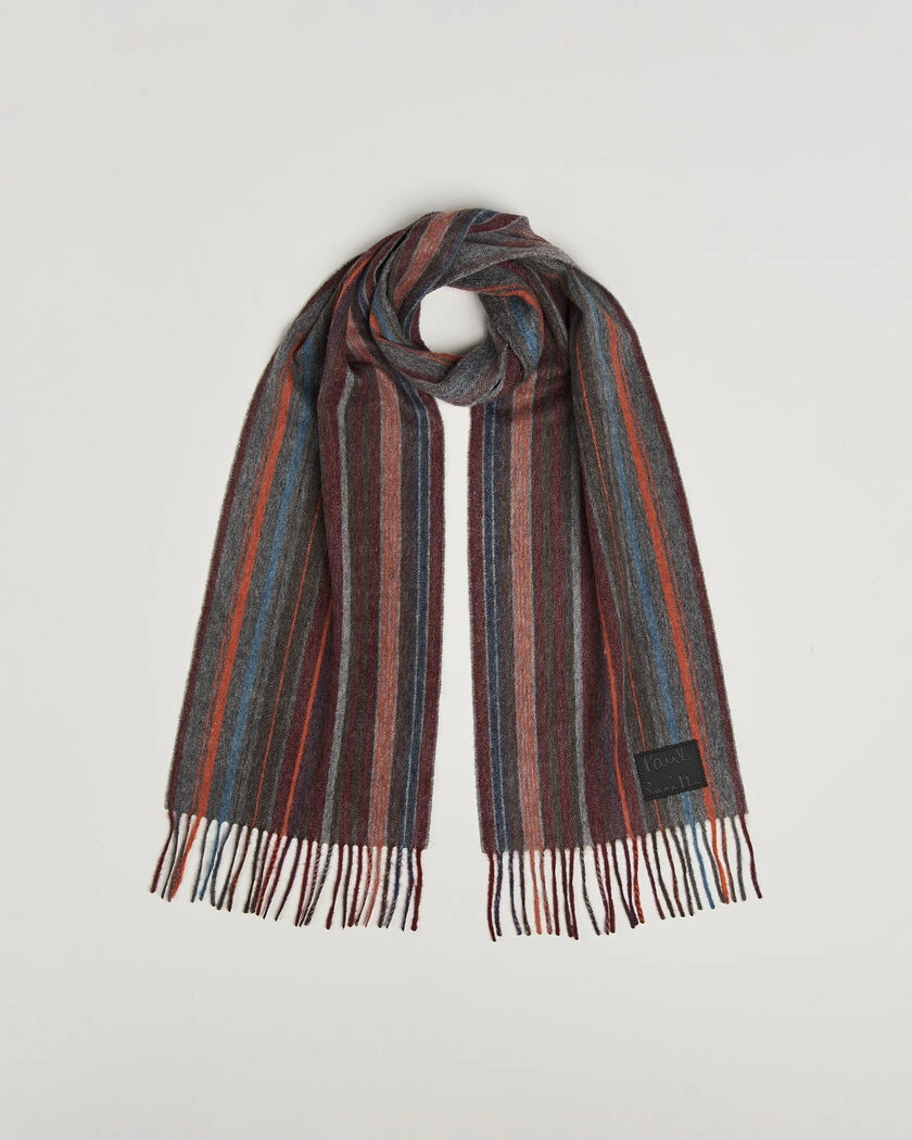 Paul Smith Lambswool Striped Scarf Red – Röd