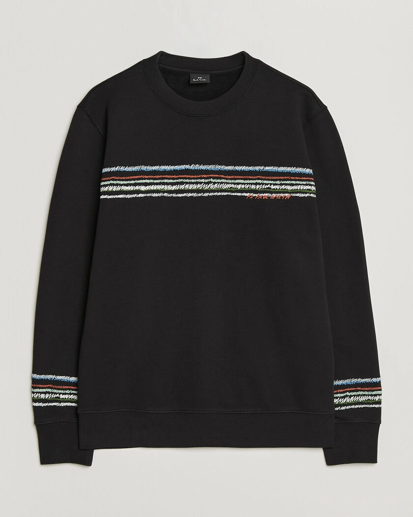 PS Paul Smith Stripes Crew Neck Sweatshirt Black – Svart