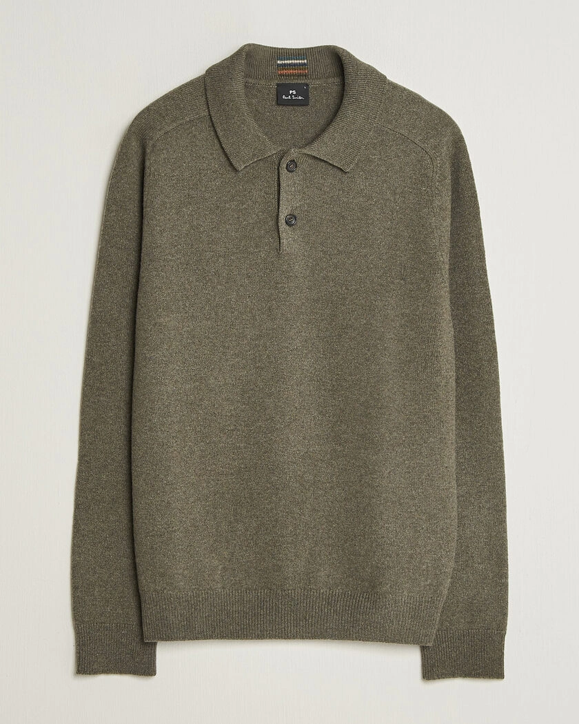 PS Paul Smith Wool Knitted Polo Green – Grön