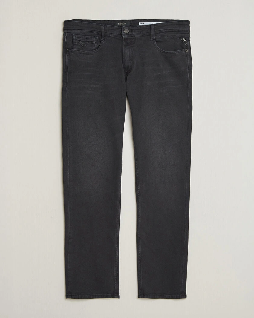 Replay Rocco Comfort Fit Powerstretch Jeans Washed Black – Svart
