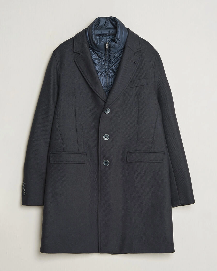 Herno Wool Zip Coat Navy – Blå