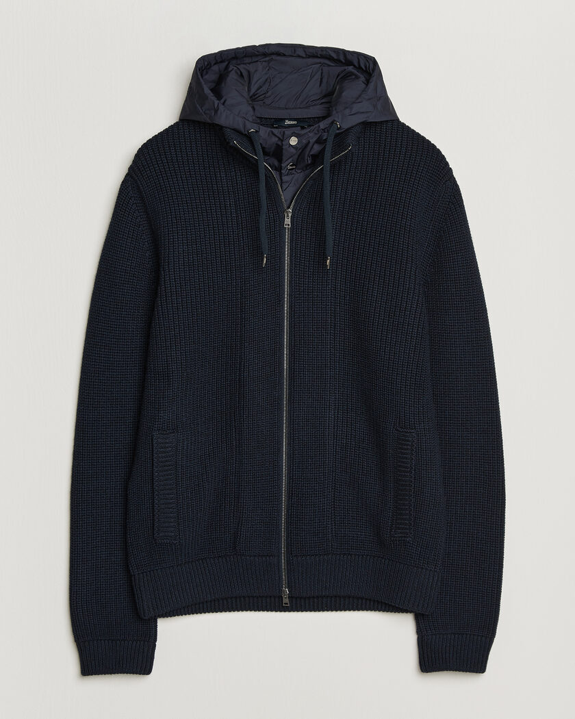 Herno Full Zip Knit Cardigan Navy – Blå