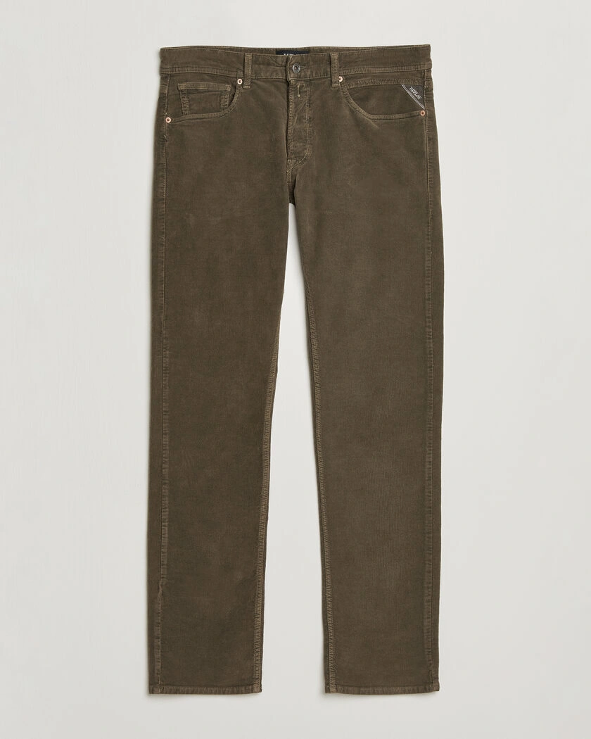 Replay Grover Corduroy 5-Pocket Pants Mud Green – Grön