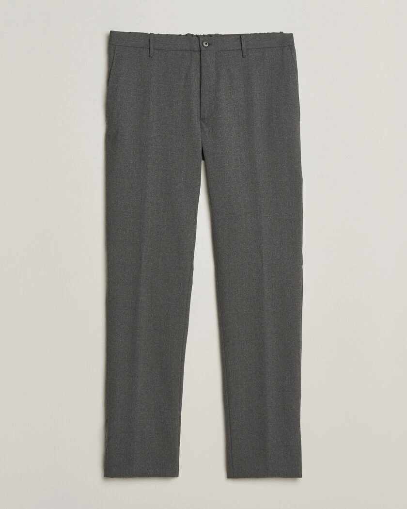 Incotex Slim Fit Washable Flannel Trousers Grey Melange – Grå