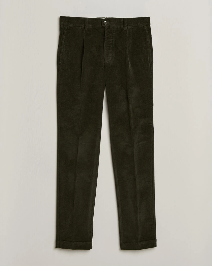 Incotex Regular Fit Washed Corduroy Slacks Forest Green – Grön