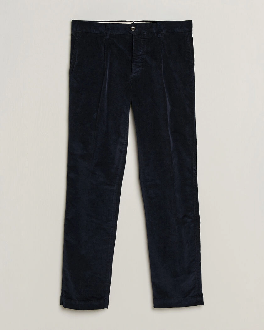 Incotex Regular Fit Washed Corduroy Slacks Navy – Blå