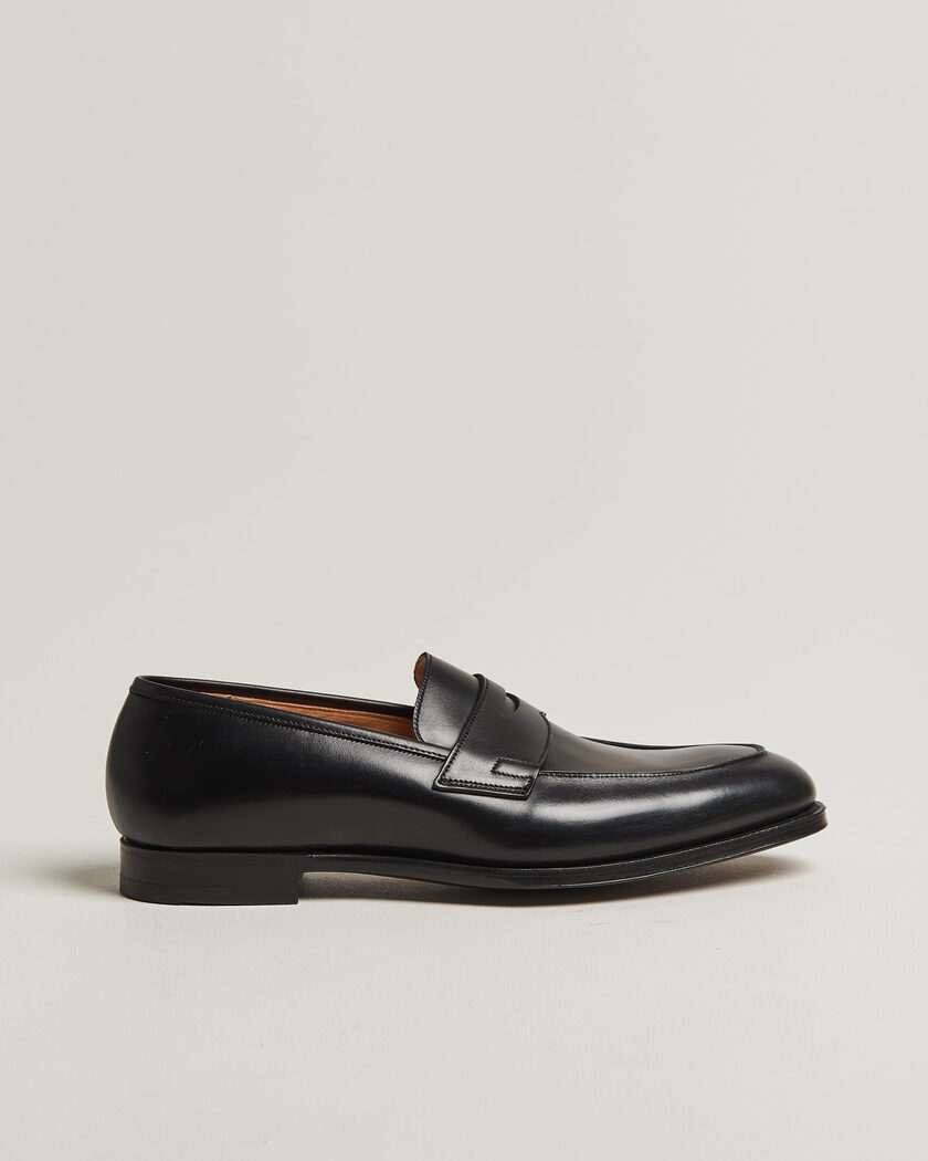 Crockett & Jones Crawford Handgrade Penny Loafer Black Calf – Svart