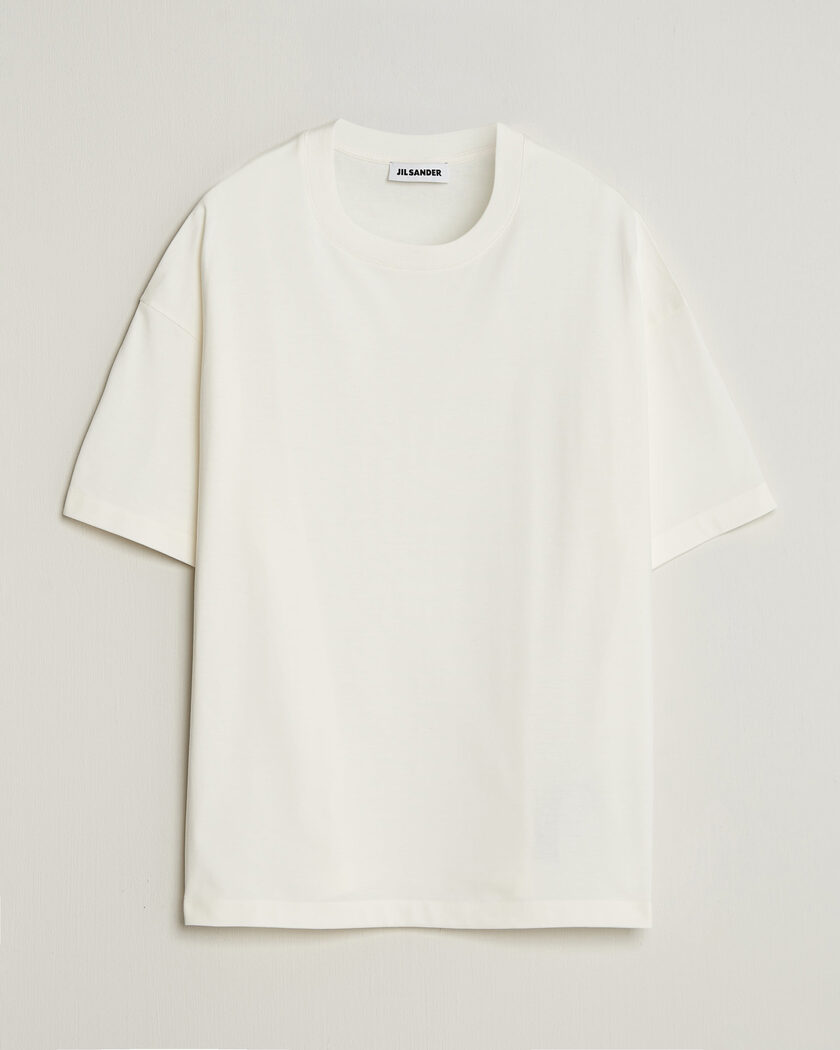 Jil Sander Short Sleeve Side Logo T-Shirt Off White – Vit